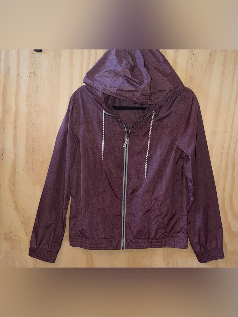 ZINE Women's Large Jacket Windbreaker Maroon Full Zip Pockets Lightweight EUC